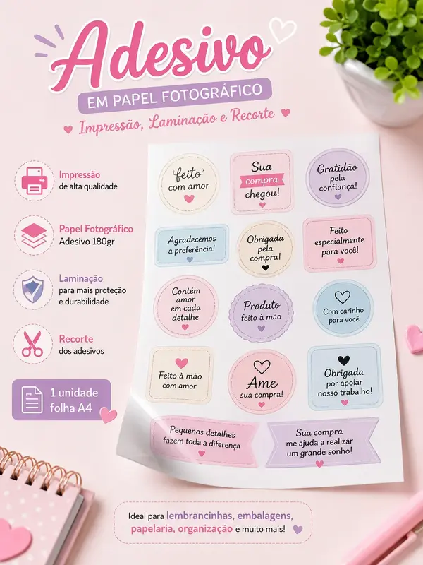 🏷️ Adesivo em Papel Fotográfico - Personalizado