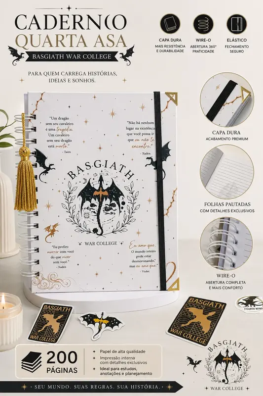 Caderno Pautado Quarta Asa — 100 Páginas